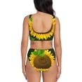 thumbnail image 3 of Kdxio Sunflower3 Print Women's 2 Piece High Waisted Wrap Spaghetti Strap Summer Swimsuit Bikini Set-Large, 3 of 7