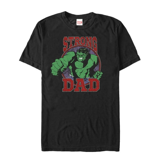 Men's Marvel Father's Day Hulk Strong Dad Graphic Tee Black Medium