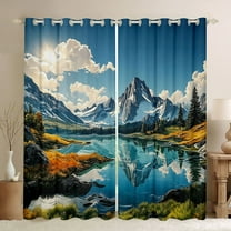 Castle Fairy Moutain Jungle Curtains Pack of 2 (42x84 Each) for Boys Girls,Nature Scenery Curtains Blackout,Blue Green Bedroom Curtains,Luxury Bedroom Decor