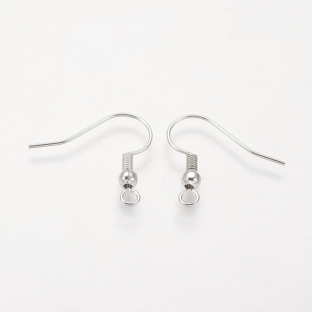 Brass Earring Hooks Ear Wire with Horizontal Loop Nickel Free Silver Color Plated 19mm Hole: 1.5mm 21 Gauge Pin: 0.7mm