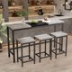 thumbnail image 3 of Mesa de comedor de cocina de diseño moderno, mesa de pub, mesa de comedor larga con 3 taburetes, diseño de taburete colgante conveniente, 3 of 5