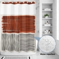 thumbnail image 2 of No Hook Shower Curtain, Brown Striped Shower Curtains for Bathroom with See Through Top Window, Farmhouse Stripes Modern Abstract Art Waterproof & Washable Bath Curtain Stall 48"x72", 2 of 9