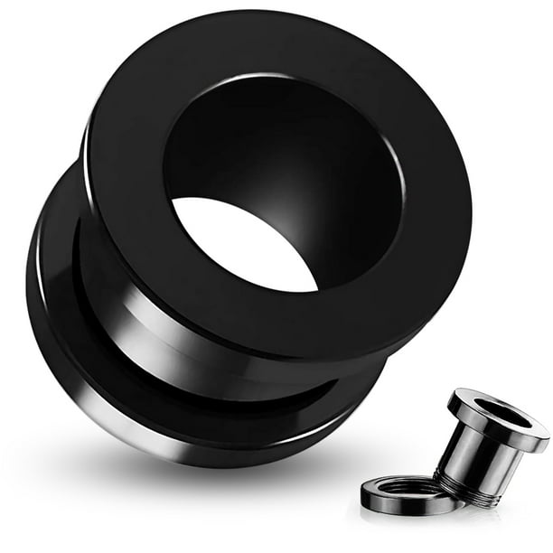 3MM Black Flesh Tunnel Externally Threaded Screw Fit Gauges Ear