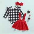thumbnail image 1 of FOCUSNORM Christmas Newborn Girls Long Sleeve Romper + Suspender Skirt + Bow Headband, Ruffle, 1 of 7