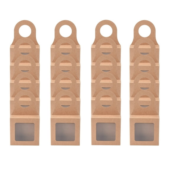 25 Count Paper Wine Bottle Box with Window Hanging Foldable Gift Boxes Wine Boxes for Gifts Empty Wine Bottles for Decoration Bottle Hanger Favor Box for Holding Cookies Charms