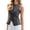 Dark Gray, variant on Sleeveless Crew Neck Women Slim Fit Button Down Denim Vest Tops