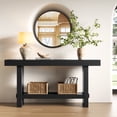 thumbnail image 4 of Finmind 63-inch Solid Wood Console Table, 2-Tier Farmhouse Entryway Table, Narrow Sofa Console Behind Couch, Black, 4 of 10