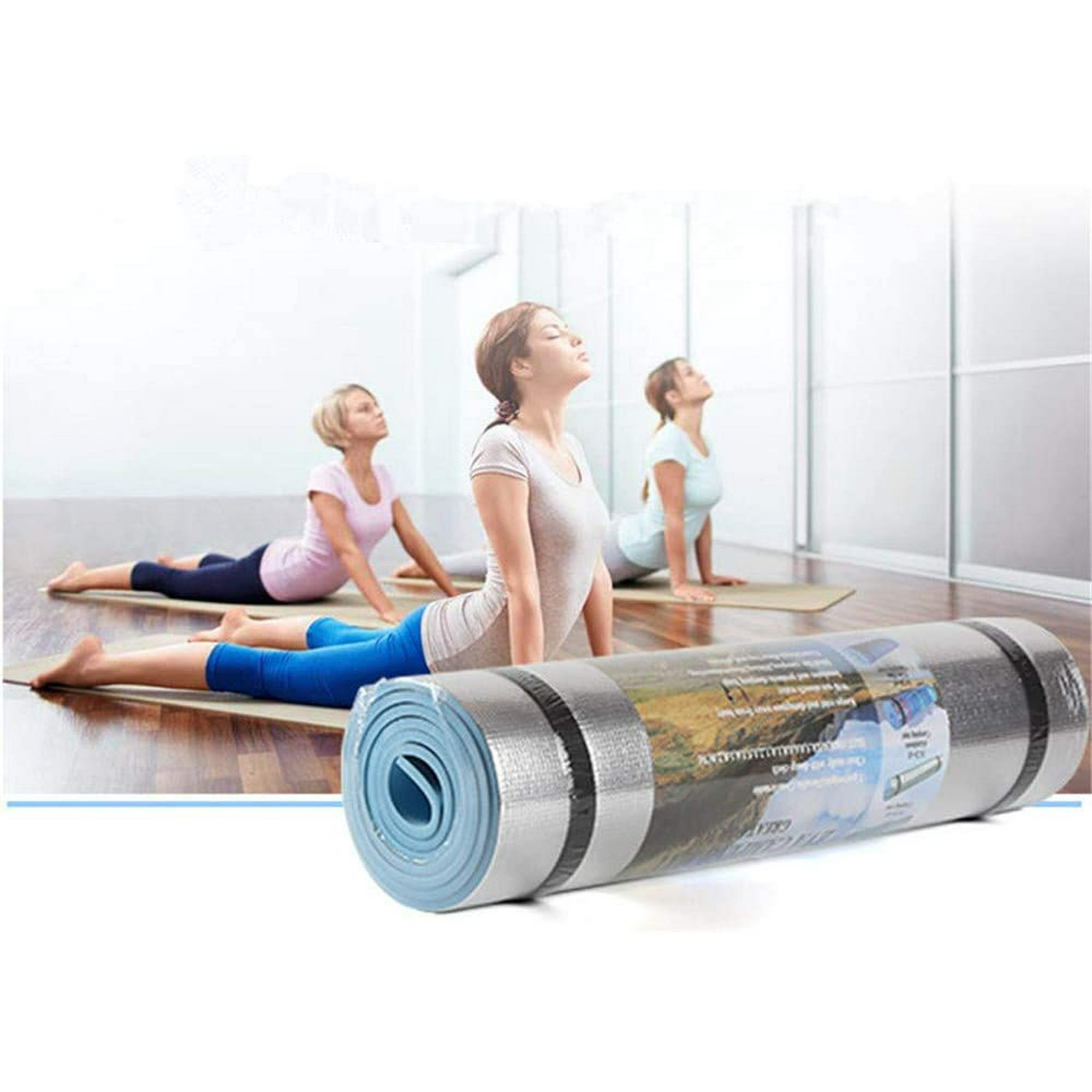 Yiailnter Yoga Mat Eva With Aluminum Film Non Slip Yoga Pad Men Women Sports Mat Yoga Blanket Moisture Proof Yoga Mat For Workout Exercise Gym Fitn