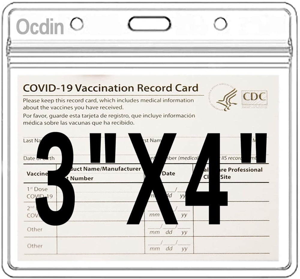 10 Pack 10 Pack-Card Protector 3 x 4 Inches Health Record Card Holder with Clip ，Horizontal Badge I'd Name Tags，Clear PVC Sleeve Waterproof Type Resealable Zip 