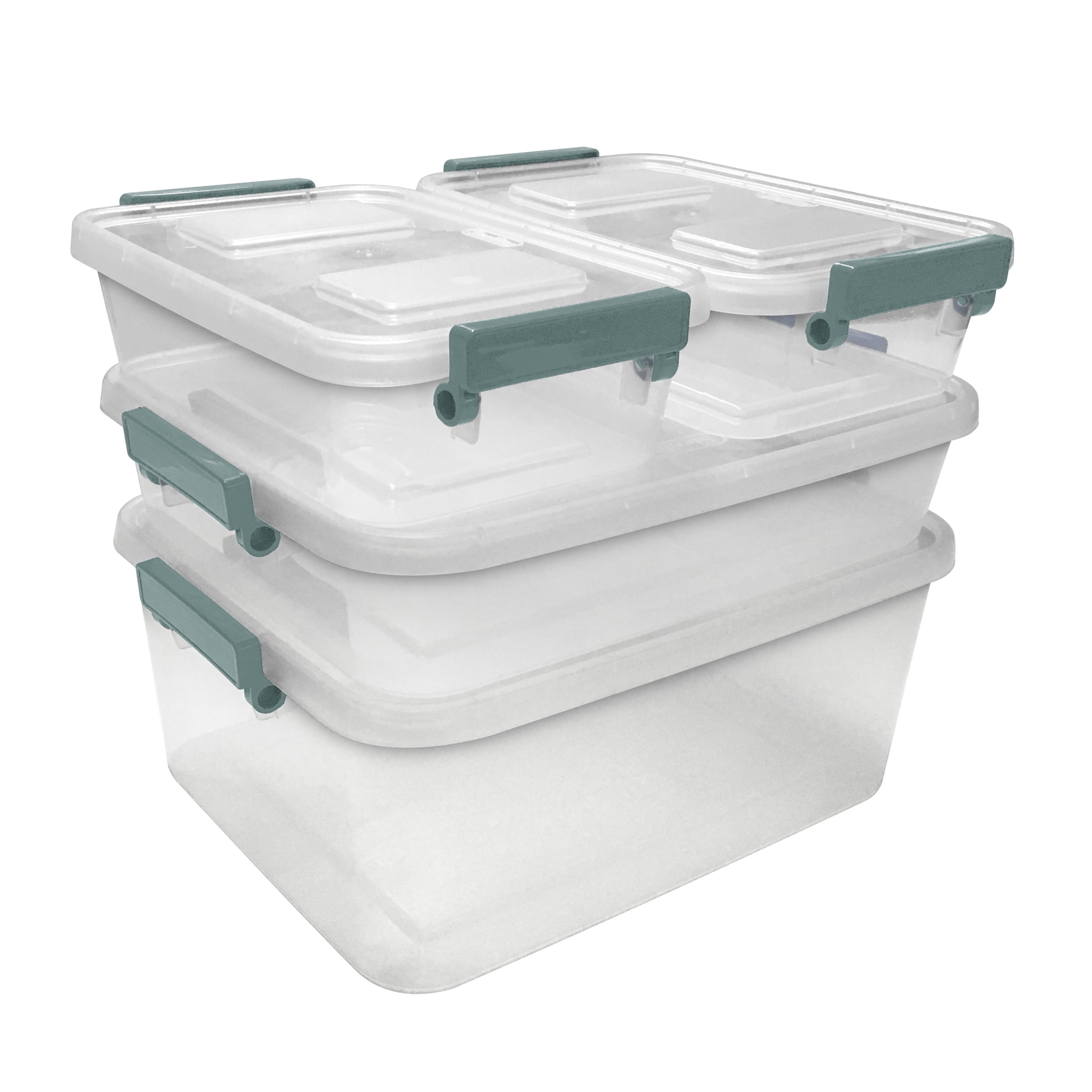Sterilite Modular Latch Boxes Aqua Slate Set of 16