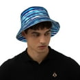 thumbnail image 6 of Daiia Ice Blue Stripes Pattern Bucket Hat - Trendy Cotton Sun Hat for Beach, Golf, Fishing - Fun Outdoor Vacation Boonie for Men and Women, 6 of 9