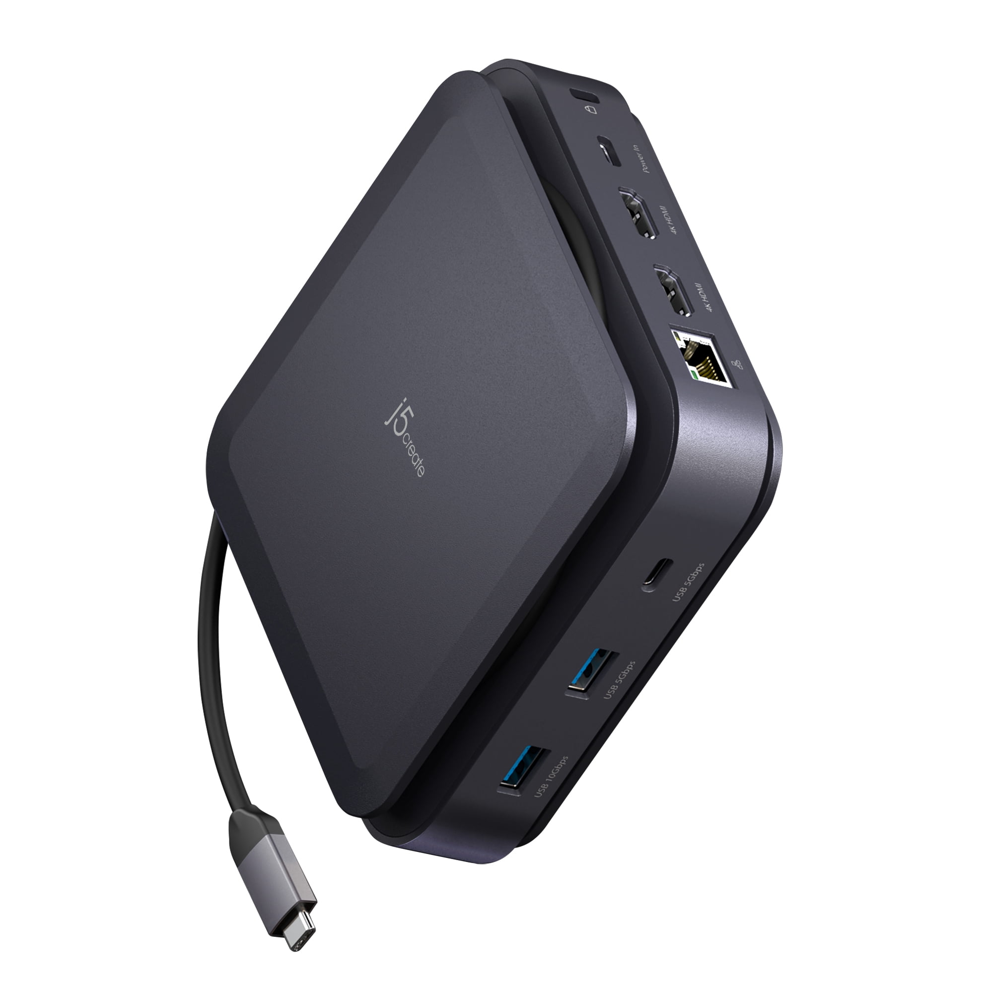 j5create USB-C Dual 4K HDMI Dock Without PD 3.1 Pass Through Charging (5.12x5.12 in and 14.7 oz), JCD3198