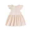 DHFJKG Dress Toddler Girls Fly Sleeve Round Neck Holiday Party Solid Color Dance Party Princess Pleated Dresses Comfort Sweet Dress