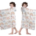 thumbnail image 4 of White Boho Bohemia Rainbows Clouds Stars Pattern Hooded Bath Towel，60"x35" for Ages 3 To 12 Kids, Quick Dry Lightweight Soft Microfiber Hood Beach Towel Cover Up for Kids, 4 of 7