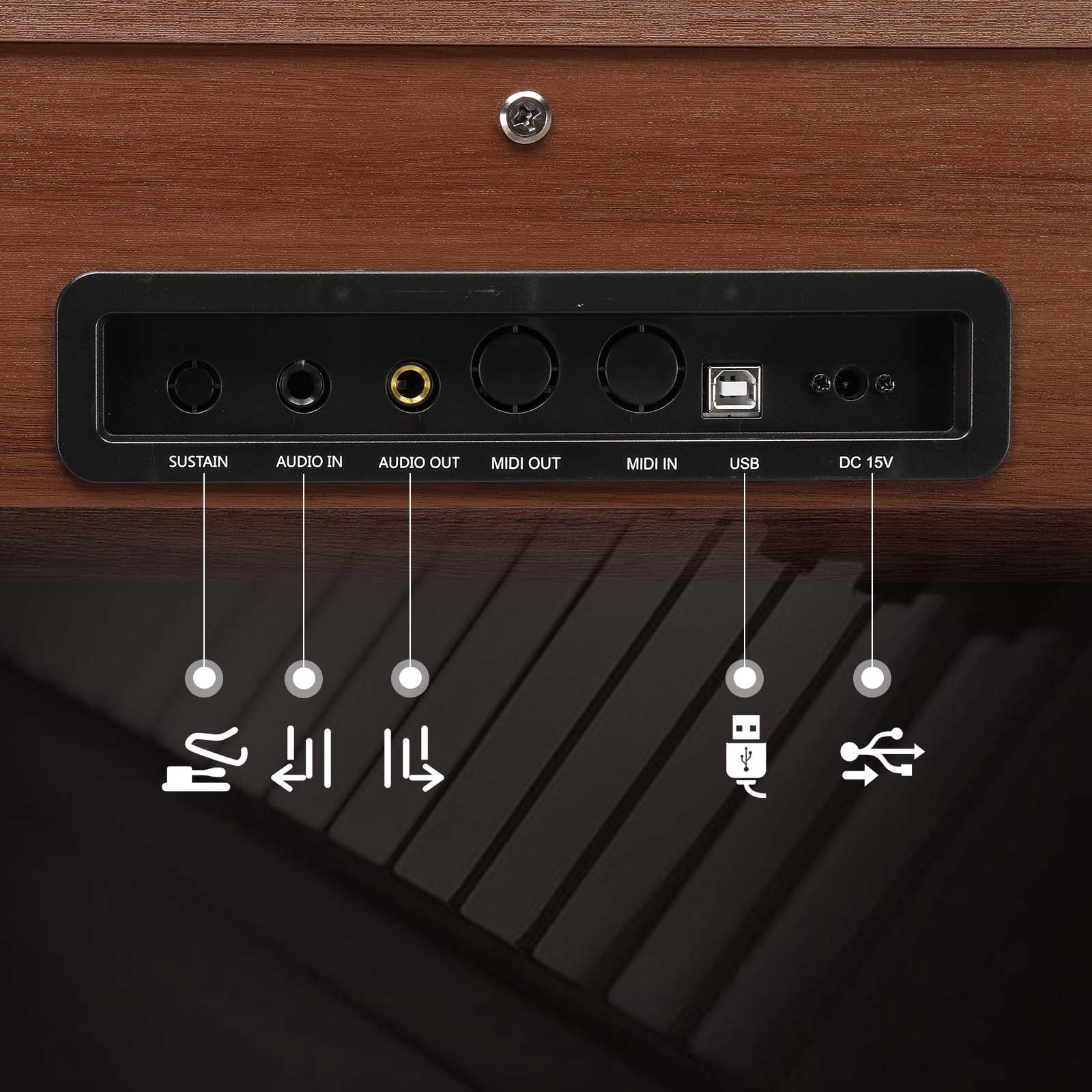 Ktaxon 88 Key Keyboard Piano Weighted Action Electronic Keyboard, Digital Piano with 3-Pedal Unit, Removable Music Stand, Stereo Headphone, Dark Brown