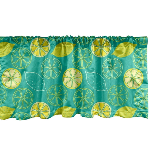 Ambesonne Summer Window Valance, Pattern Citrus Lemons, 54" X 18", Yellow Shamrock Green