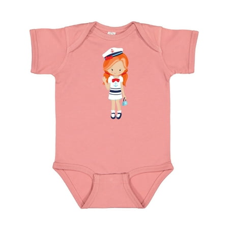 

Inktastic Cute Girl Boat Captain Skipper Orange Hair Gift Baby Girl Bodysuit