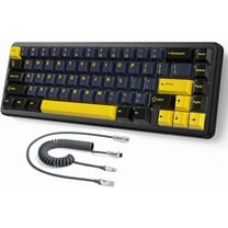 ATTACK SHARK X65 HE Rapid Trigger Keyboard, 0.01mm RT Accuracy, 8Khz 60% Wired Magnetic Switch Gaming Keyboard with 8Khz Coiled Cable, Adjustable Actuation, Snap Tap, for PC/Mac,Grey&Yellow