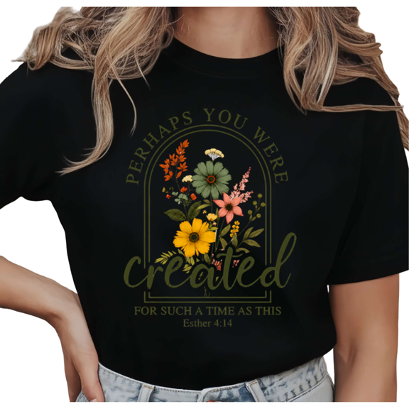 UNISHE Women's Perhaps You Were Created For Such A Time As This Faith Graphic Cropped Short‑Sleeve T‑shirt