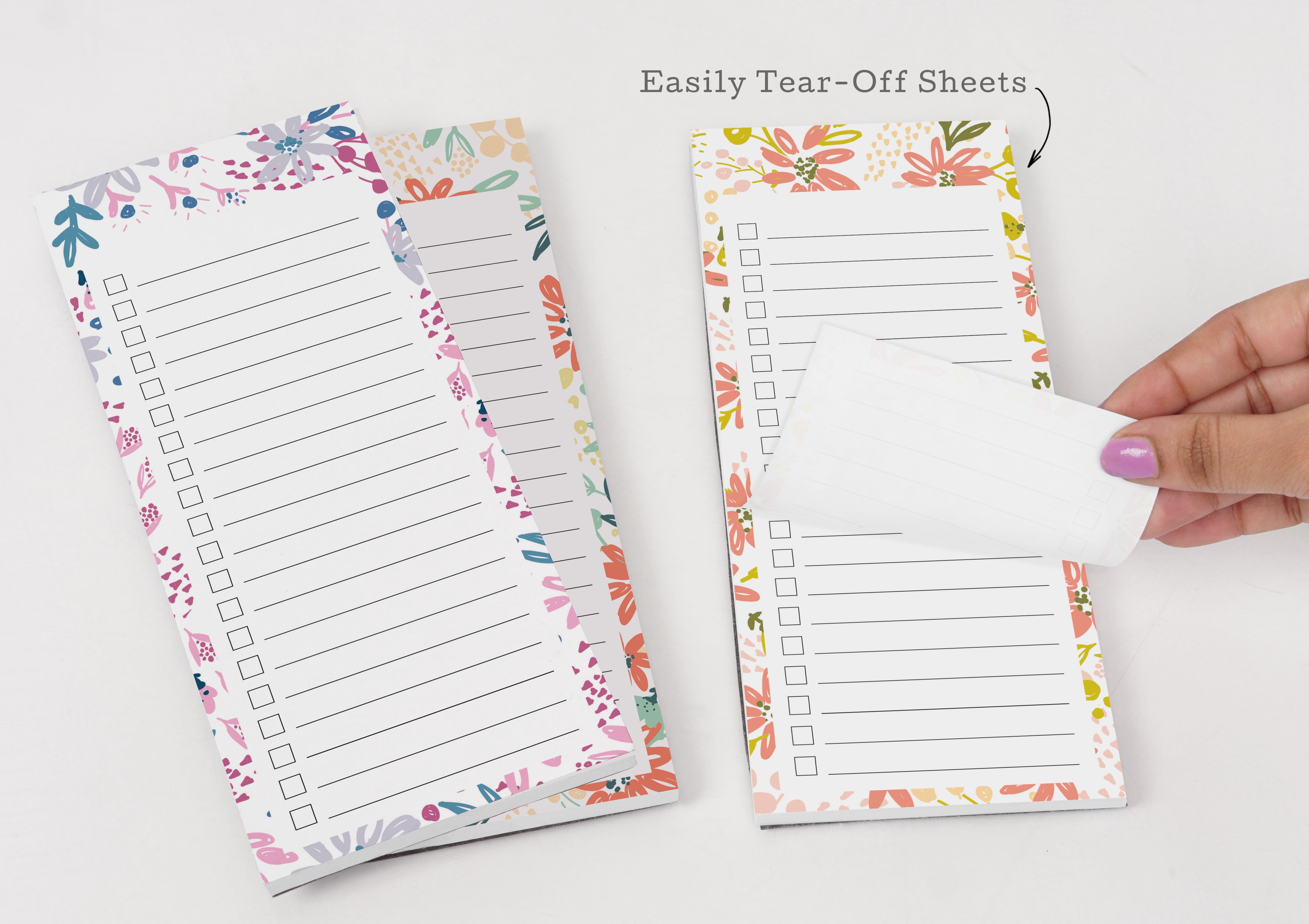 Inkdotpot Packof3MagneticFridge To-Do List Notepads,MagneticMemo Pads For Refrigerator,Florals Design(50 Sheets Each)