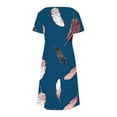 thumbnail image 5 of GaThRRgYP Side Ruched Round Neck Dress-Curvy Girl Approved,Women's Fashion Summer Print Short-sleeved V-neck Casual Dress Navy S, 5 of 8