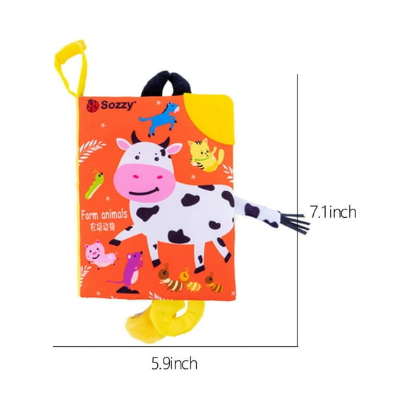 TopLLC Educational Toddler Toys Interactive Kids Toys So-ft Cloth Book Crinkle Book For Baby, Montessori Time Toys 0-6-12 Months, Animals Cloth Book With Teether, Baby Boy Girl Gift Toys