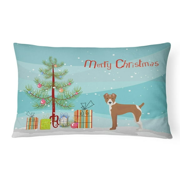 Carolines Treasures CK3482PW1216 Rat Terrier Christmas Tree Canvas Fabric Decorative Pillow
