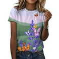 thumbnail image 3 of Lavender T-Shirt O Neck Oversize T-Shirts Short Sleeve Classic Tees Women Summer Graphic Tops, 3 of 5