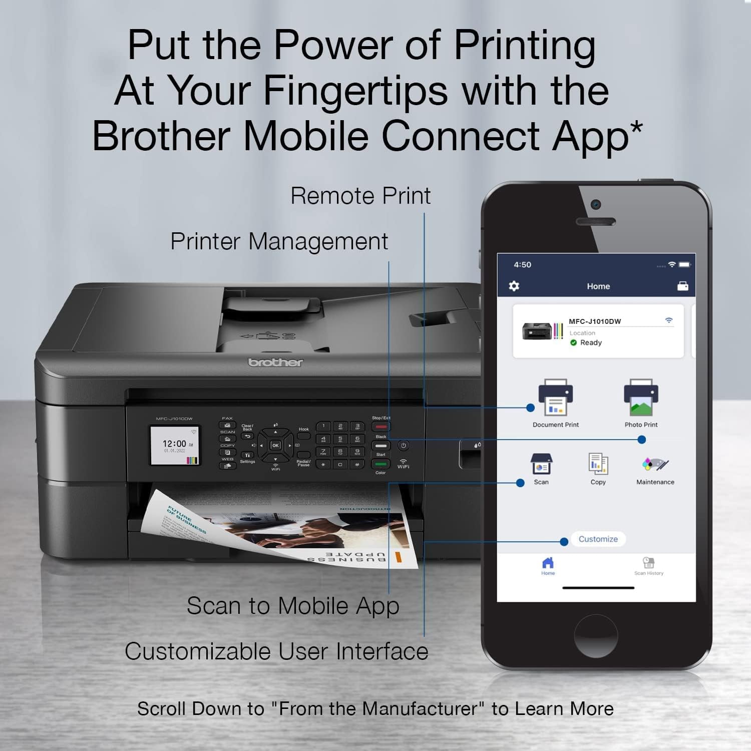 Brother MFC-J1010DW Inkjet All-in-One Printer with Wireless and Duplex Printing (Sold without manufacturer warranty)