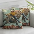 thumbnail image 3 of BANET Retro Decorative Throw Pillow Case Pack of 2, Rodeo Cowgirl on The Bull Annual Vintage Poster Pattern Grunge Design, Couch Bedroom Living Room Cushion Cover, Seafoam 12x12in, 3 of 7