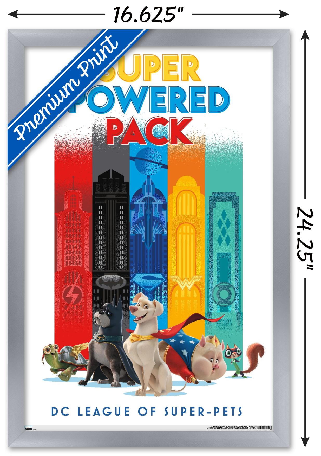 DC League of Super-Pets - Skyline Wall Poster, 14.725" x 22.375" Framed