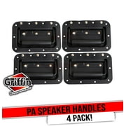 Speaker Cabinet Handles for DJ PA Road Case (Set of 4) by Griffin - Heavy Duty, Spring Loaded, Recessed Metal Flip Pull with Rubber Padding for Comfortable Flight Carry Pro-Audio Stage Gear Parts