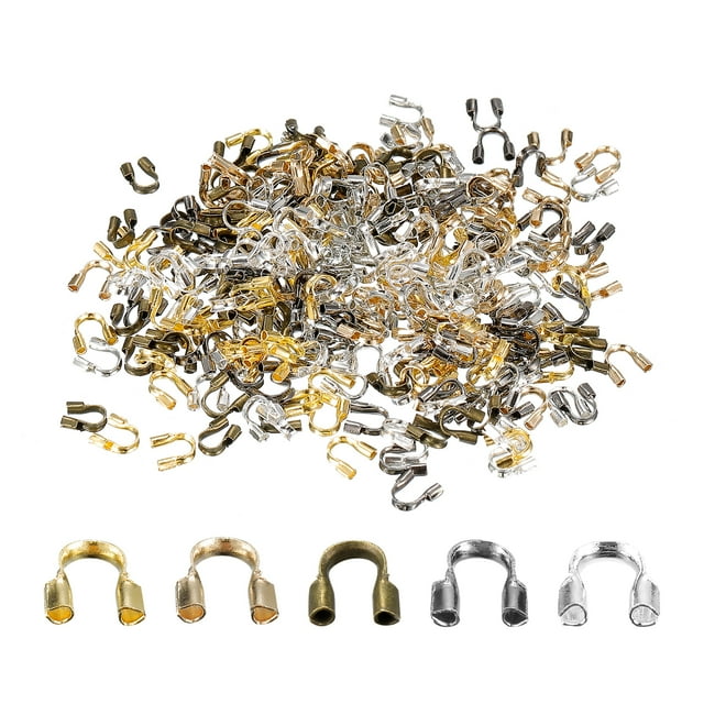 300uds Alambre Guardia Hilo Protector Lazo, 0,6mm Agujero U Forma Cable Protector para Pulsera Joyería Fabricación Bricolaje, Multicolor