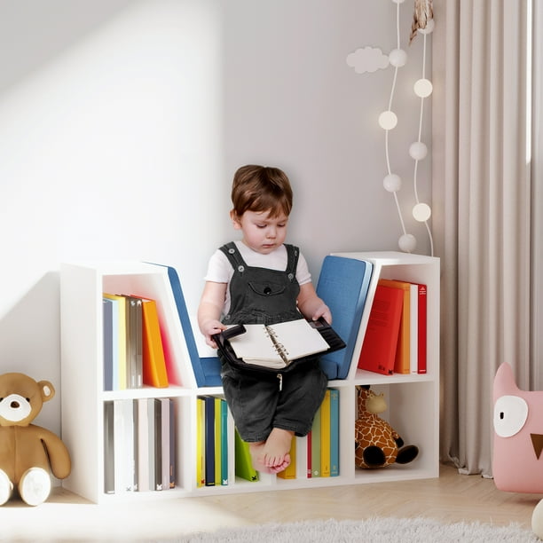 HOMCOM Meuble rangement jouet étagère pour jouets enfants organisateur jouet  5 compartiments 3 tiroirs pour chambre d'enfant salle de jeux salon  blanc