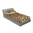 thumbnail image 2 of Ambesonne Leopard Print Fitted Sheet & Pillow Sham Set, Wild Animal Skin, Twin, Pale Brown and Black, 2 of 2