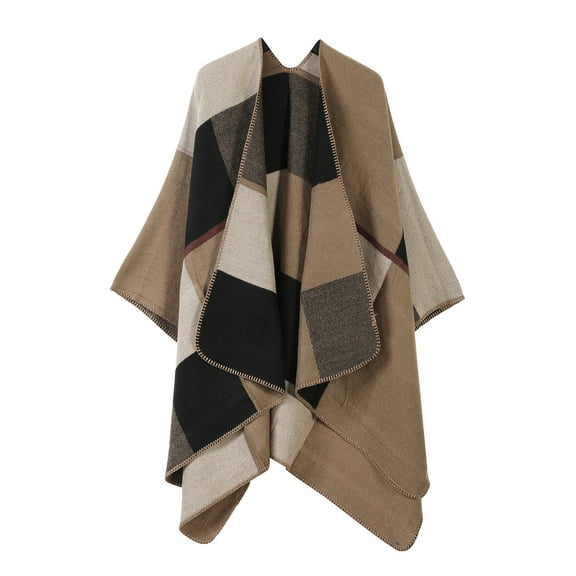 Sailboat Women Shawl Wrap Poncho Cape Oversized Cardigan Open Front Coat Warm Scarf for Fall Winter Khaki One Size