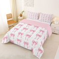 thumbnail image 2 of Manfei Pink Ribbon Bow Queen Comforter Set 3pcs for Girls Kids,Dreamy Princess Stars Print Bedding Comforter Set for Women Teens,Pink Reversible,Luxury Bedroom Decor, 2 of 6