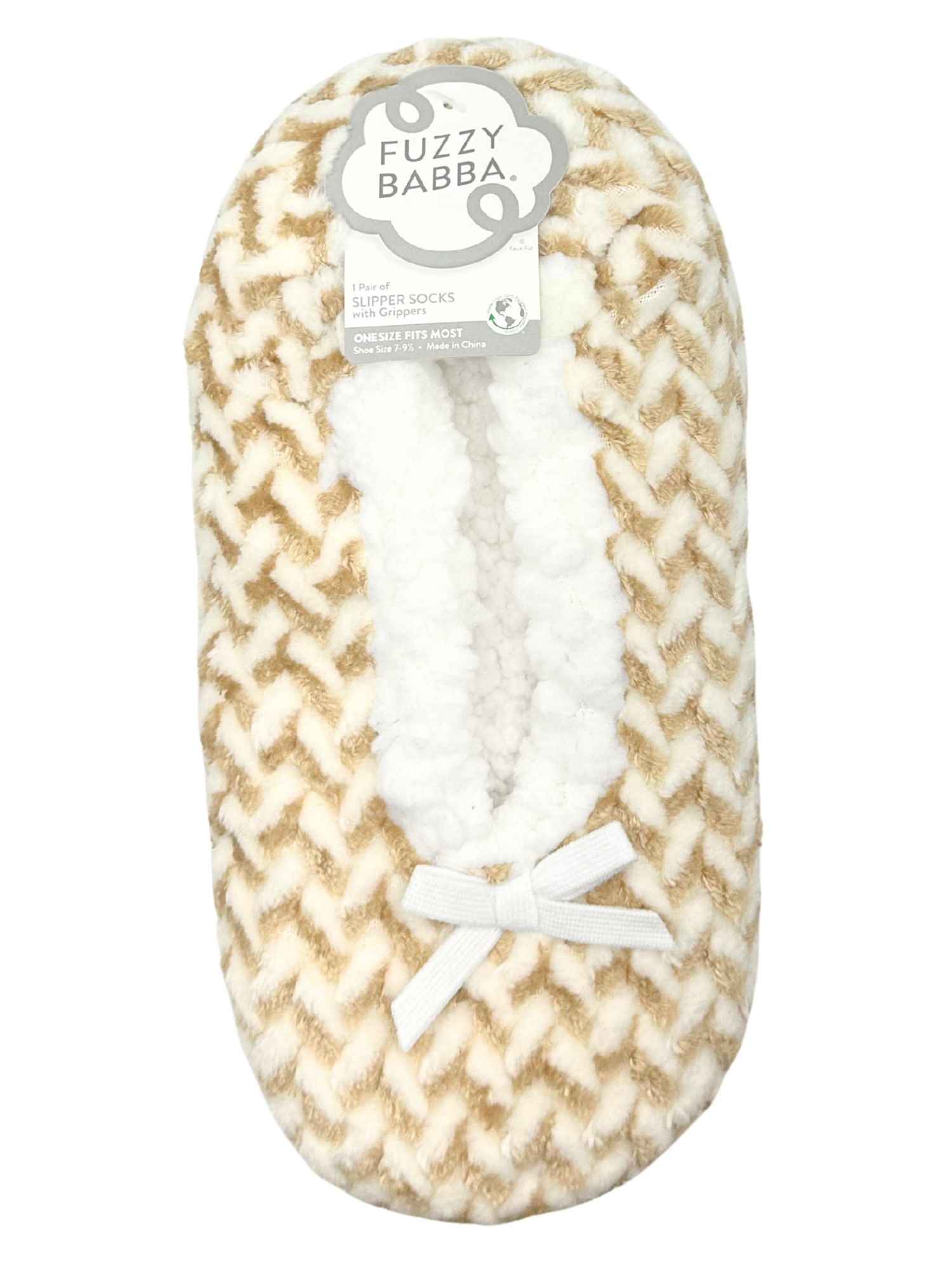 Fuzzy Babba Women's Textured Herringbone Slipper Socks, 1-Pack, Shoe Sizes 7-9.5