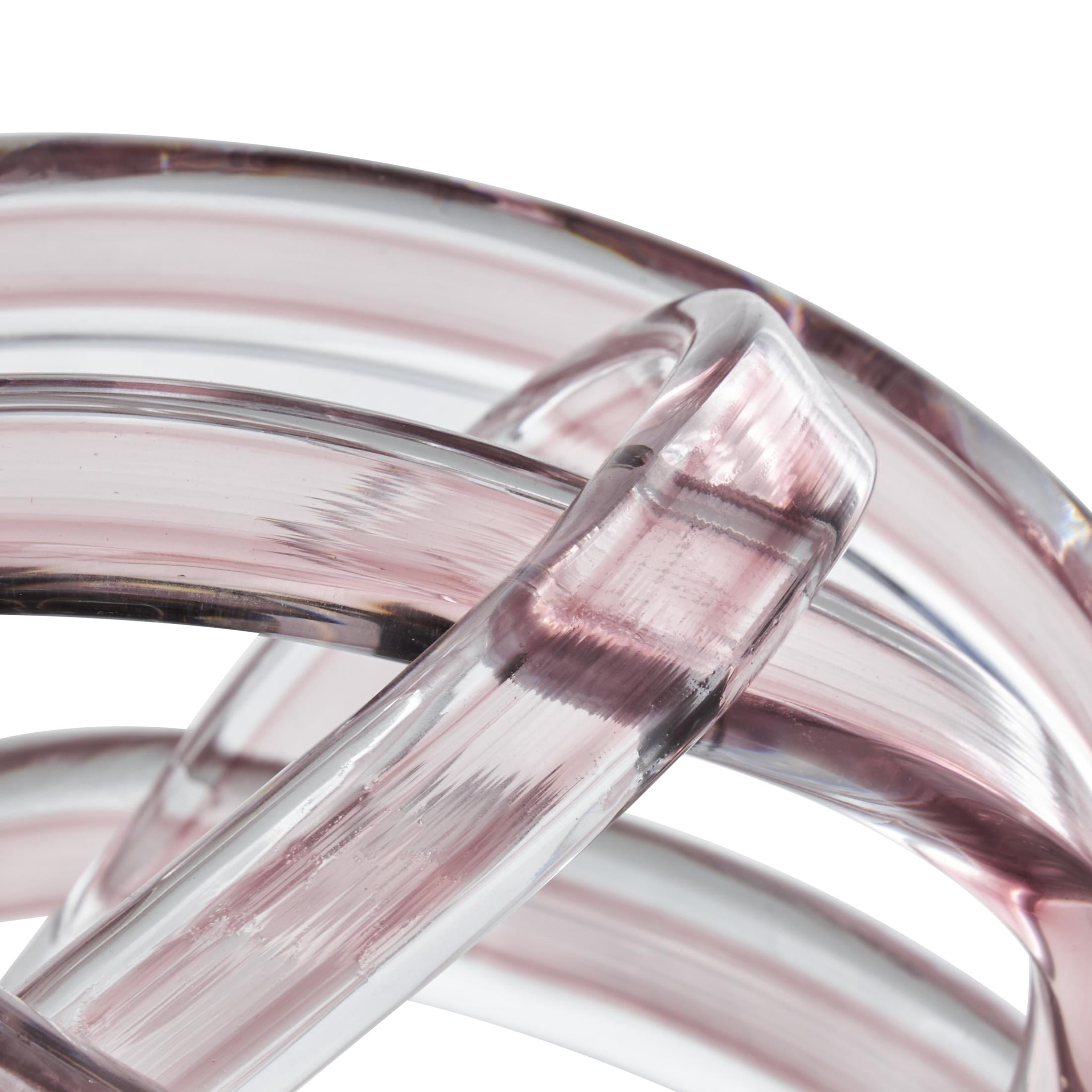 7" x 7" Pink Glass Brushed Ombre Twisted Knot Sculpture, by DecMode