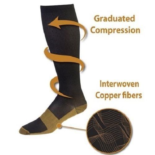 Men´s Women´s 20-30mmHg Copper Infused Compression Socks Graduated S-XXL