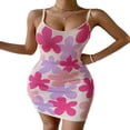thumbnail image 1 of Robe Tricotée Sans Manches pour Femmes, Mini Robe Moulante à Fleurs pour Fête, Cocktail, Plage, 1 of 5