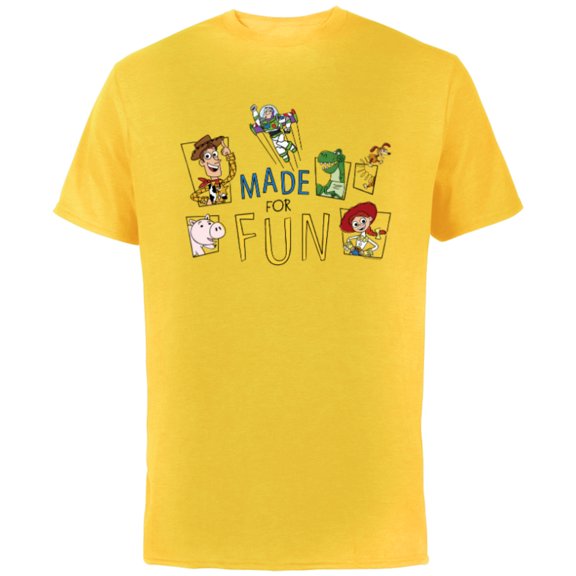 Disney PIXAR Toy Story Crew Made for Fun - Short Sleeve Cotton T-Shirt for Adults - Customized-Yellow