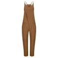 thumbnail image 7 of Omexry Pants for Women Fashion Casual Fashion Women Casual Cold Shoulder Jumpsuit Solid Suspender Jumpsuits Wide Pocket Leg Pant Coffee XL, 7 of 7