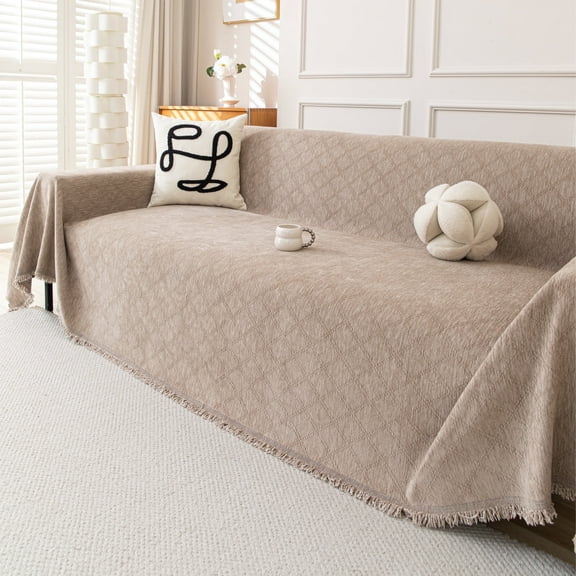 Smuge Sofa Cover, Sofa Slipcovers Couch Covers Protector 3 Cushion Throw Sofa Towel for L Shaped Couch Suitable for All Seasons (71"x 118", Light Coffee)