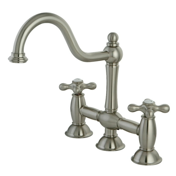 Kingston Brass KS3788AX Restoration Bridge Kitchen Faucet, Brushed Nickel