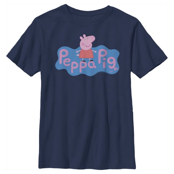 Boy's Peppa Pig Blue Logo  Graphic T-Shirt