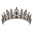 thumbnail image 1 of Corona Negra Corona Gótica para Mujer Tocados Decoración de Halloween Cumpleaños Retro Diamantes de Imitación Corona de Reina Barroca Negra Corona de Novia de Boda, 1 of 7
