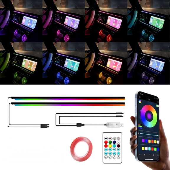 NUISK Rgb Car Interior Led Strip Lights, 2-Pack 110-inch, Multi-Color with App Control