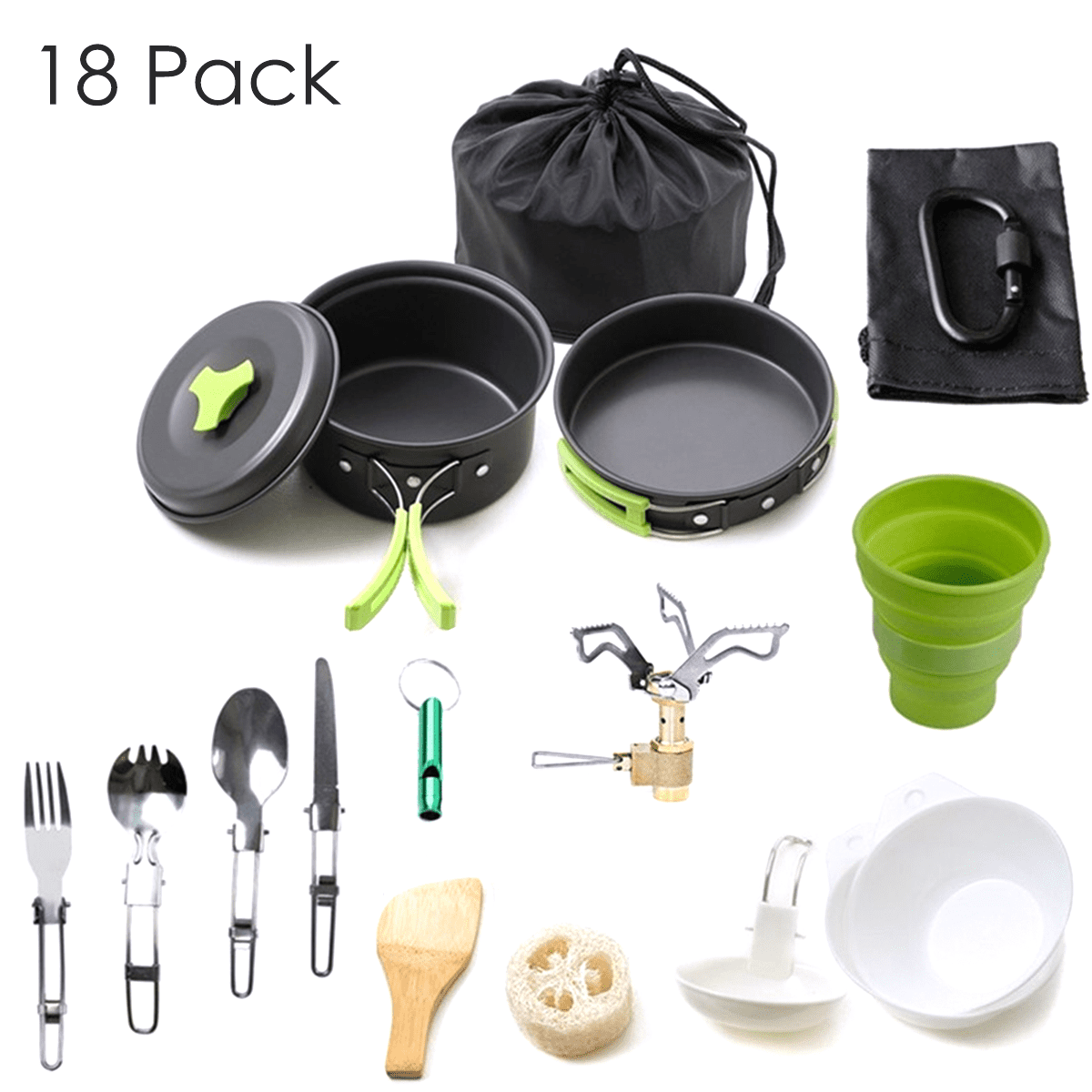 Top Camping Cooking Set Non Stick Folding Pot Pan Saucepan Kettle Cookware Kits 