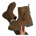 thumbnail image 4 of Viluyesy Womens Western Mid-Calf Boots, Low Heels Zip-Up Round Toe Fall Winter Cowgirl Suede Boots Brown US8.5, 4 of 8
